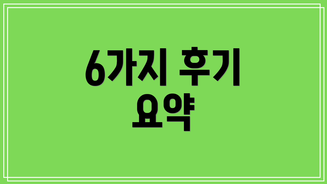 6가지 후기 요약