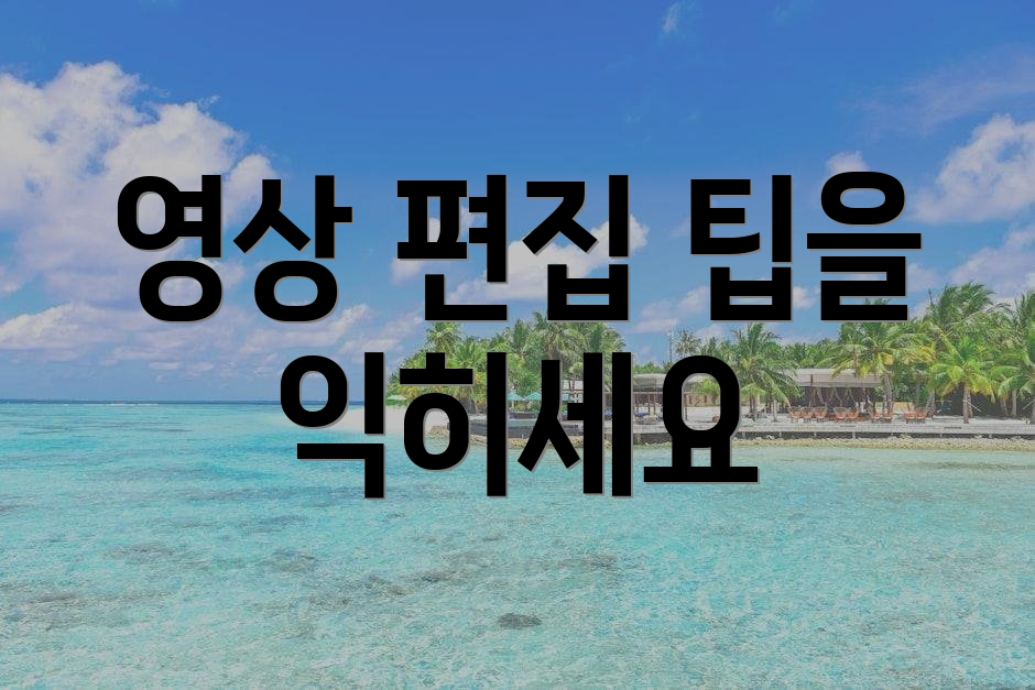 영상 편집 팁을 익히세요