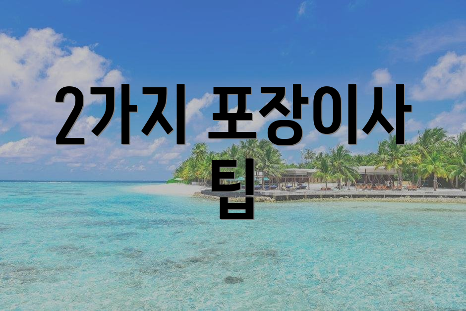 2가지 포장이사 팁