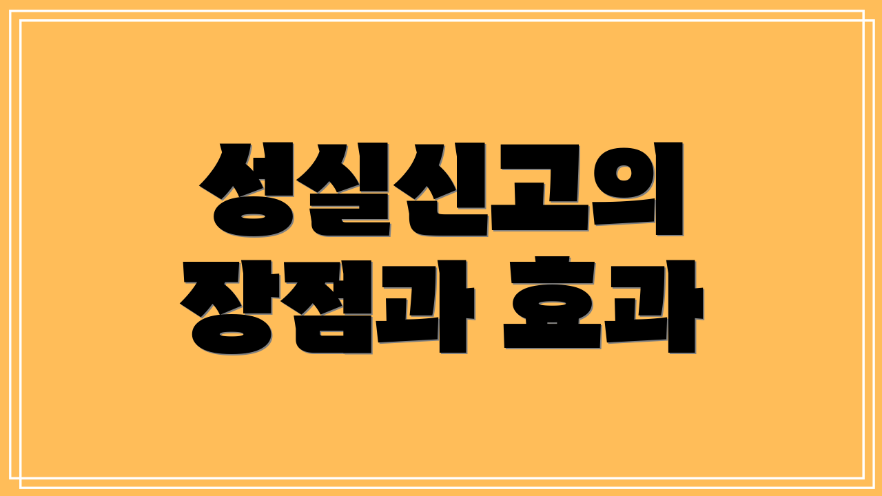 성실신고의 장점과 효과