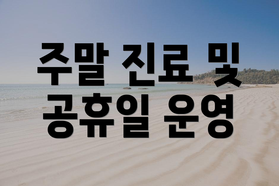 주말 진료 및 공휴일 운영
