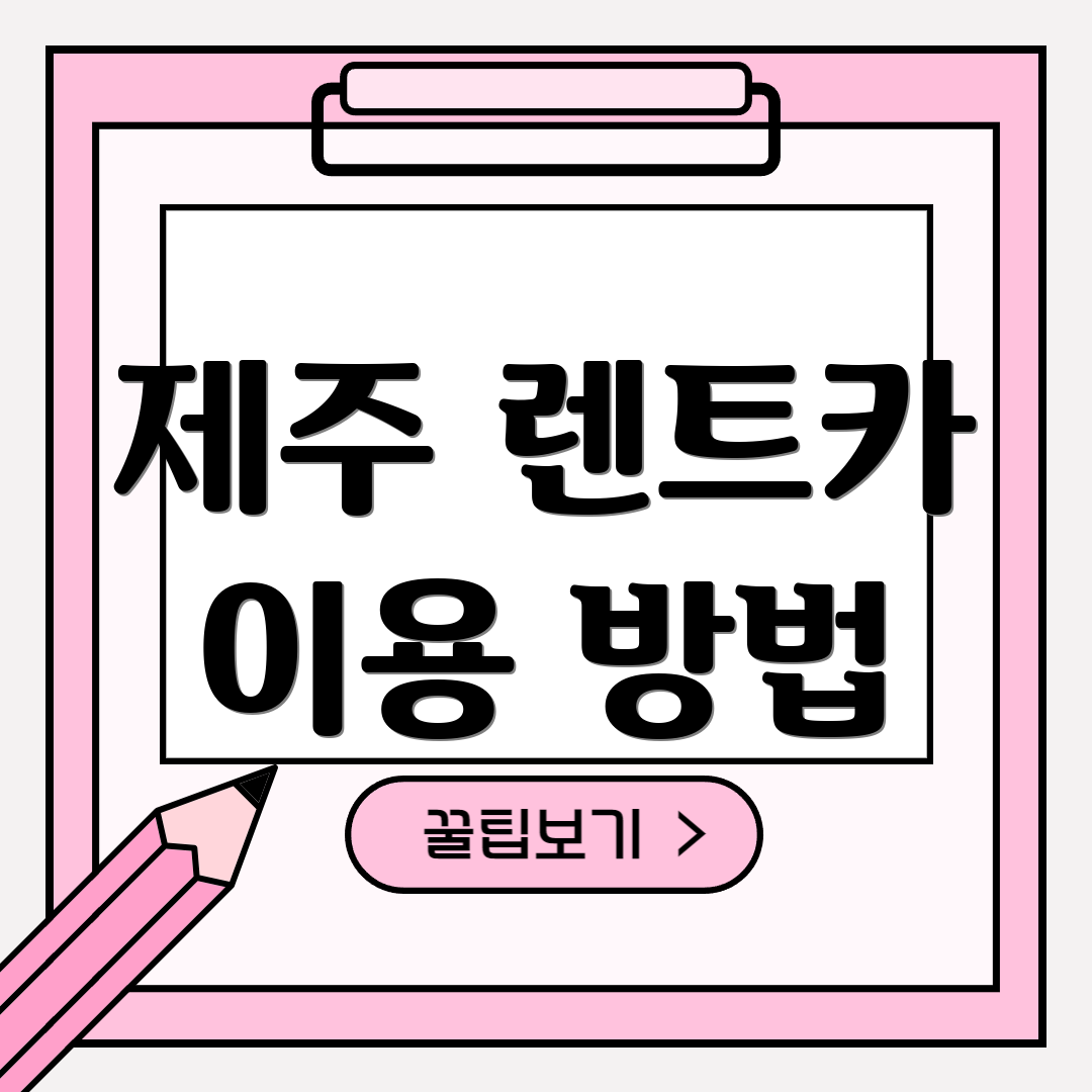 제주 렌트카 이용 방법