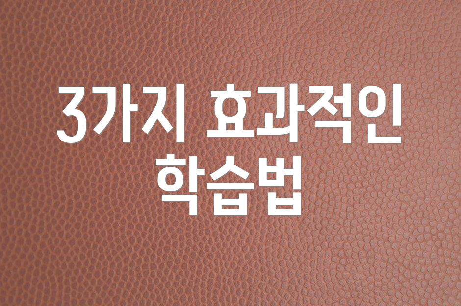 3가지 효과적인 학습법