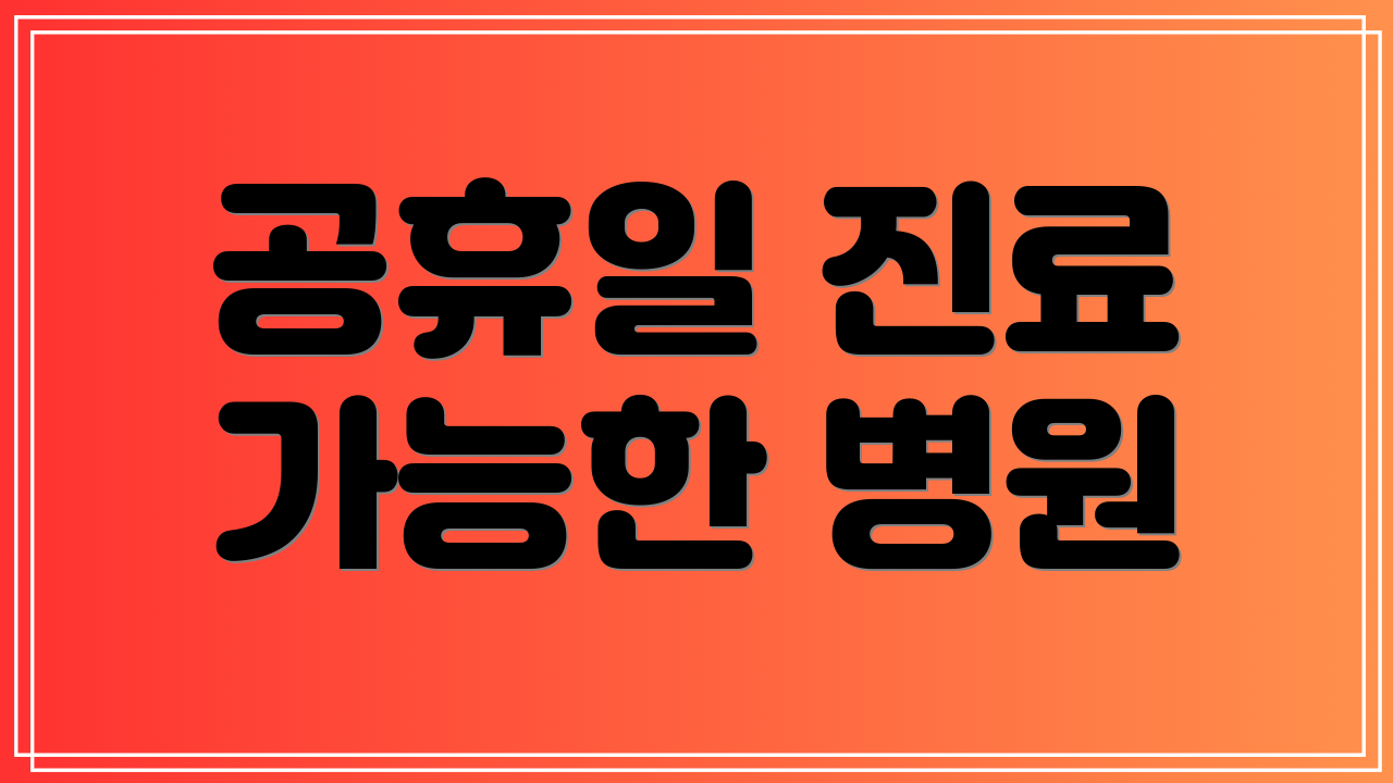 공휴일 진료 가능한 병원