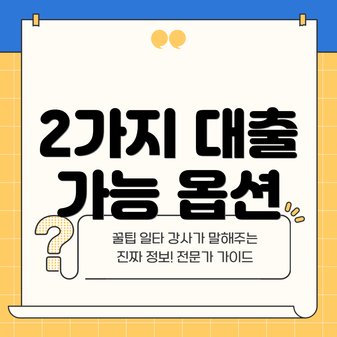2가지 대출 가능 옵션