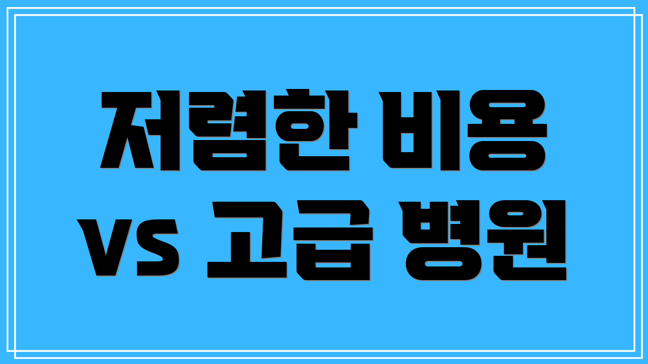 저렴한 비용 vs 고급 병원