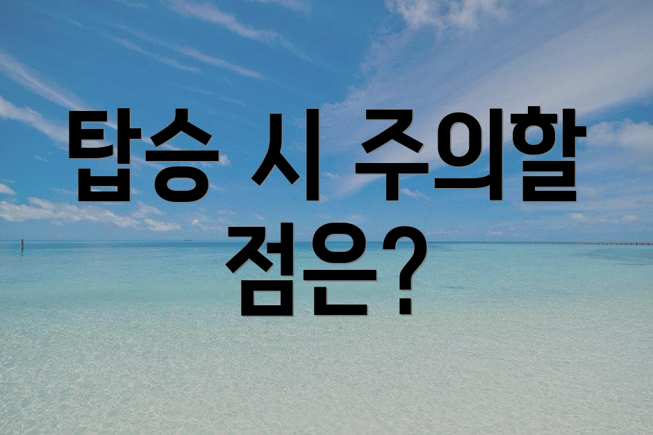 탑승 시 주의할 점은?