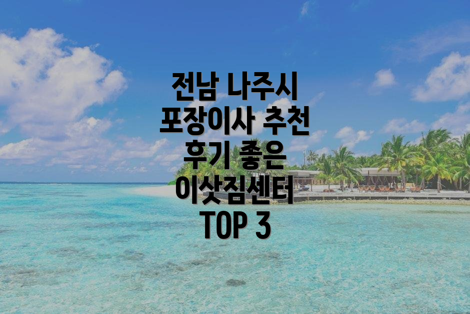 전남 나주시 포장이사 추천 후기 좋은 이삿짐센터 TOP 3