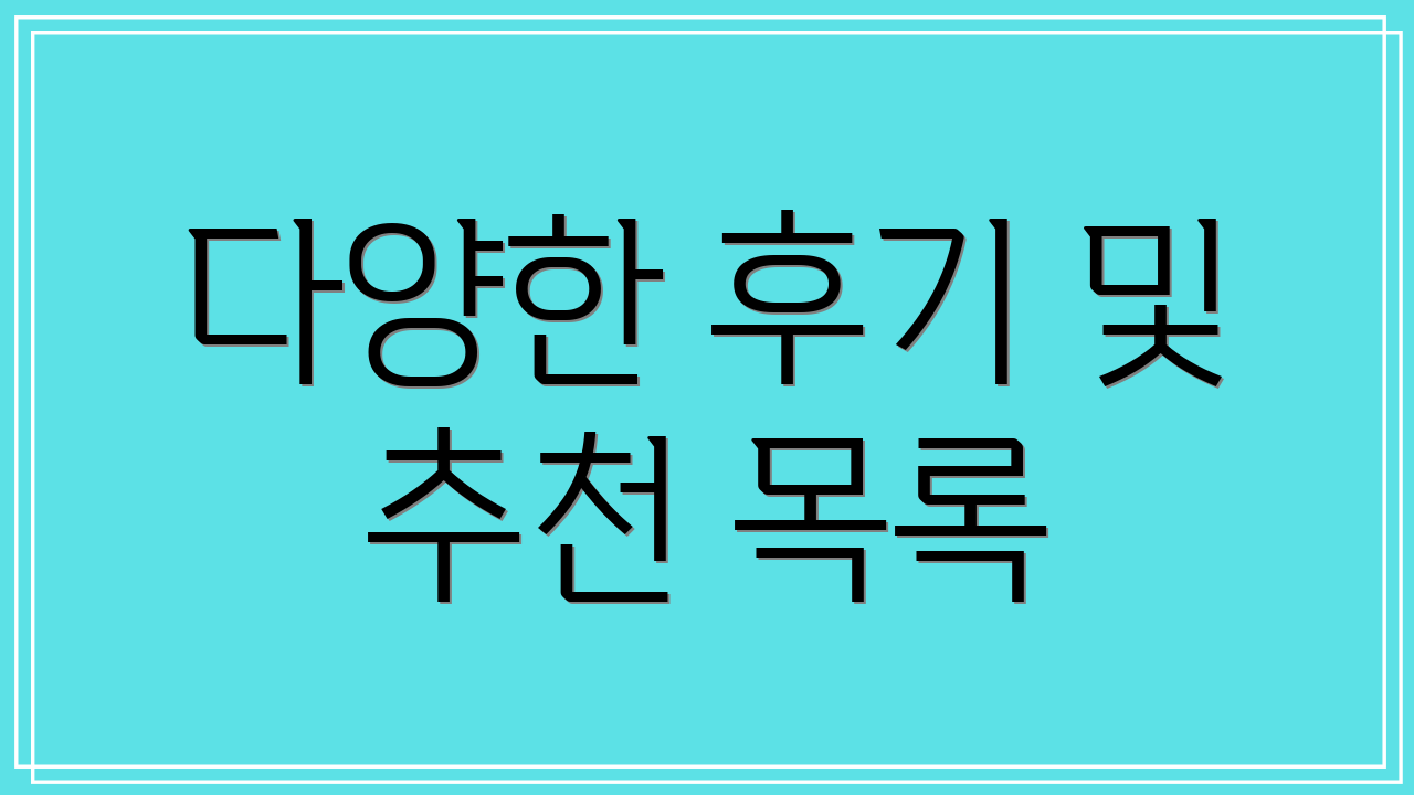 다양한 후기 및 추천 목록