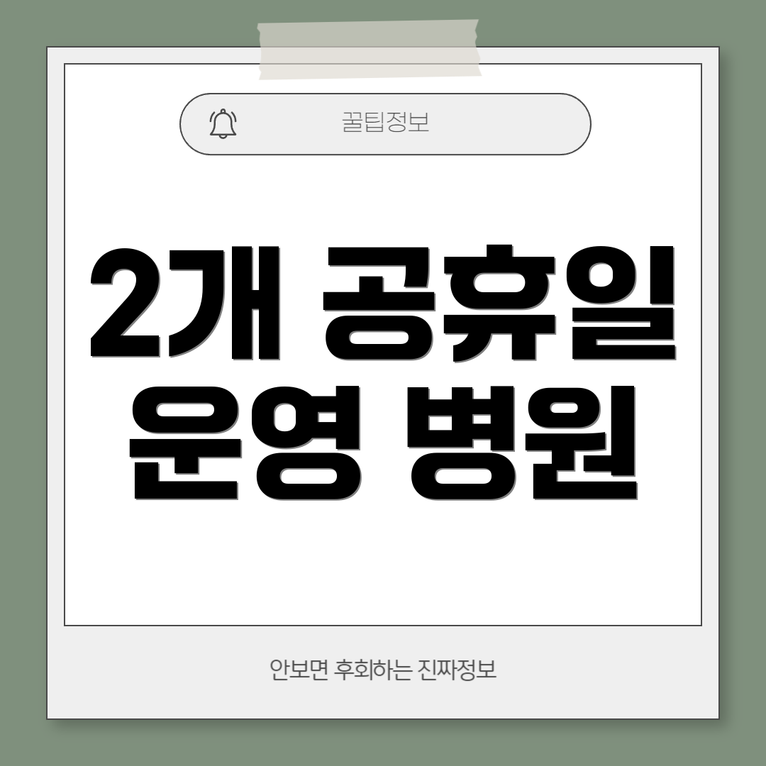 2개 공휴일 운영 병원