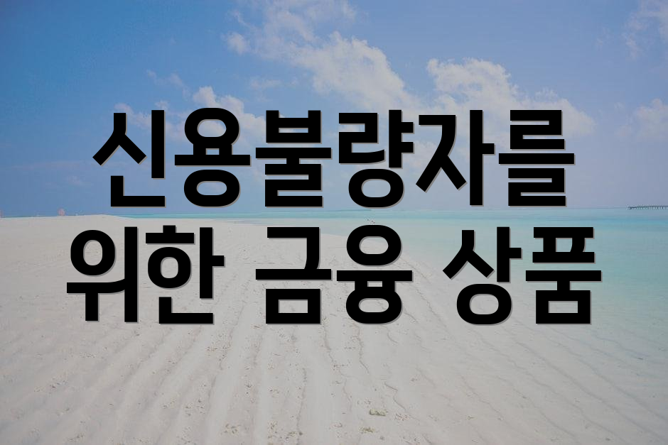 신용불량자를 위한 금융 상품
