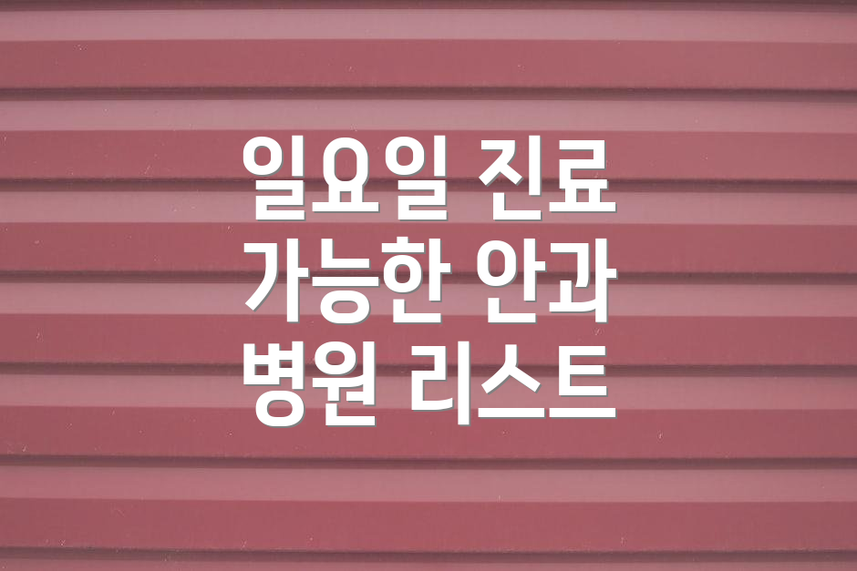 일요일 진료 가능한 안과 병원 리스트