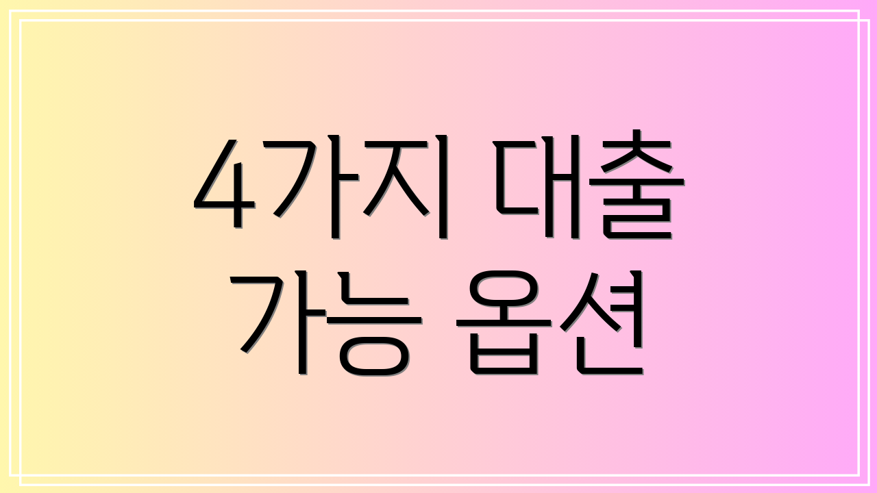 4가지 대출 가능 옵션
