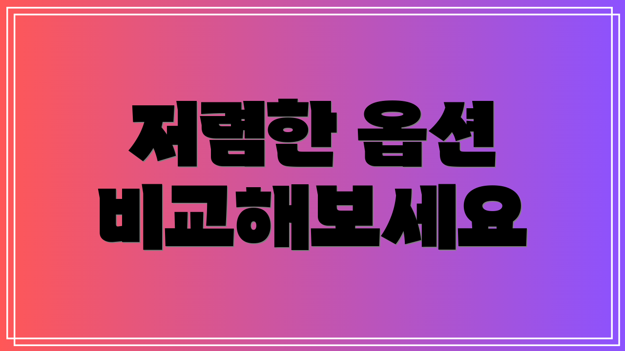 저렴한 옵션 비교해보세요