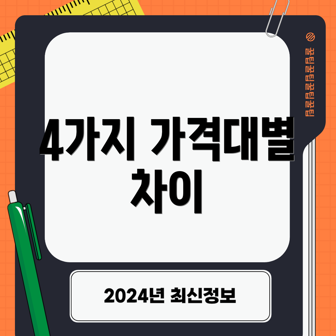 4가지 가격대별 차이