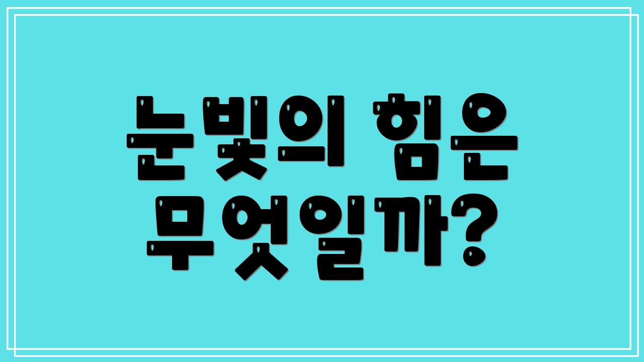 눈빛의 힘은 무엇일까?