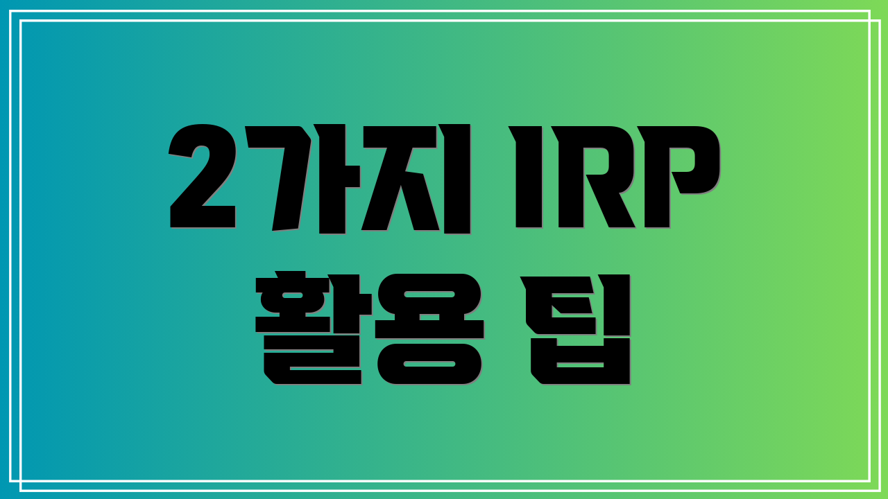 2가지 IRP 활용 팁