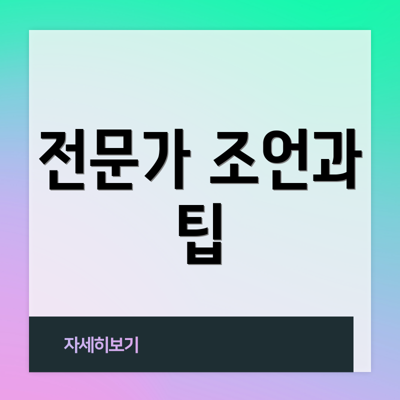 전문가 조언과 팁