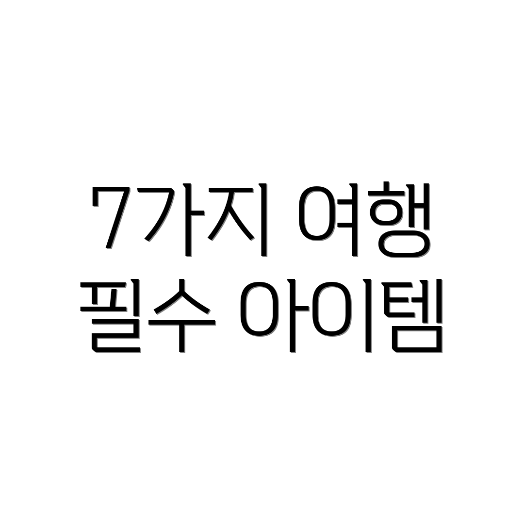 7가지 여행 필수 아이템