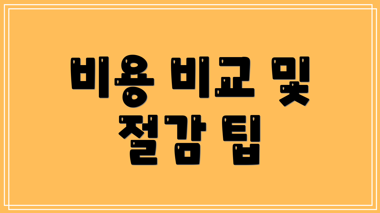 비용 비교 및 절감 팁